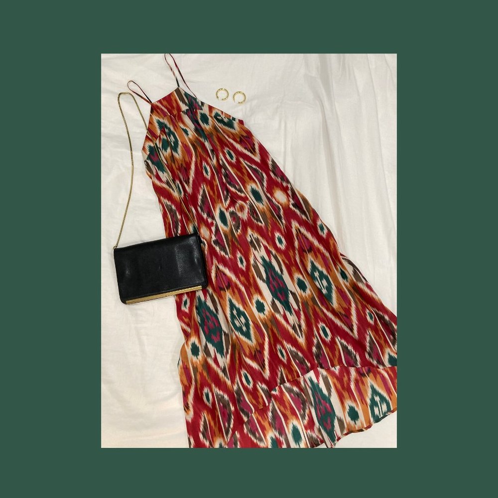 Anthropologie Silk Ikat Print Bohemian Dress